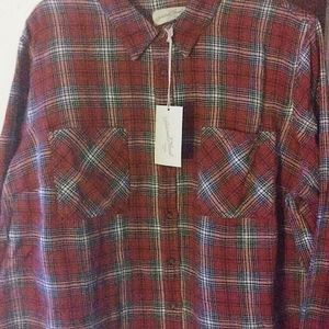 Women's Red Plaid long sleeve shirt